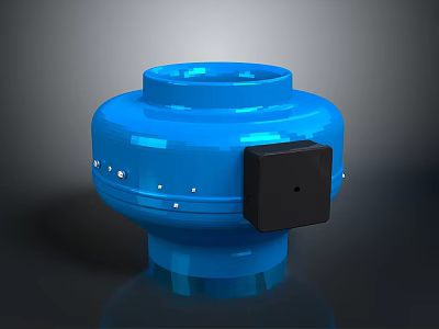 Blue Circular Plastic Equipment With Black Panel And Bottom Protrusions 3d model