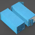 Industrial Equipment Blue Shipping Containers With Two Units Open Door Featuring Interior View