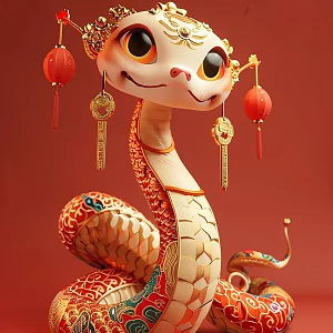 Year of the Snake Mascot Year of the Snake Online Red Pushcard Spring Festival Meichen Year of the Snake Online Red Cute Snake Country Korea Meichen 3d model