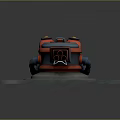 Futuristic Weapon Turret With Red Cylindrical Components And Yellow Circular Top On Square Platform