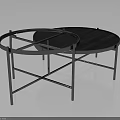 Modern Round Coffee Tables With Metal Frame And Dark Tabletop Design 3d model