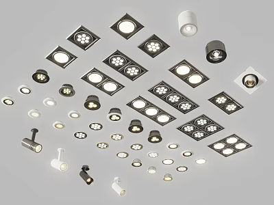 Various Modern Downlights And Spotlights In Different Styles For Home Interior Lighting 3d model