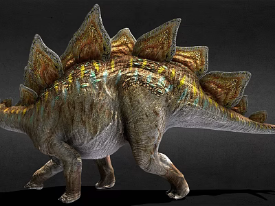 Realistic Stegosaurus Dinosaur With Colorful Spiked Plates In Natural Walking Posture 3d model