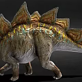 Realistic Stegosaurus Dinosaur With Colorful Spiked Plates In Natural Walking Posture