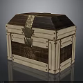 Vintage Wooden Treasure Chest With Golden Buckle Metal Straps And Bank Engraving