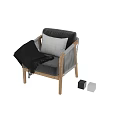 Modern Single Chair With Wooden Frame Woven Details And Cozy Neutral Tones Pillow