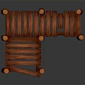 Simple Red Wooden Stools With Slatted Seats And Straight Legs Design