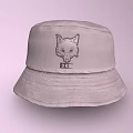 Light Gray Bucket Hat With Fox Head Embroidery And D.O.G Lettering