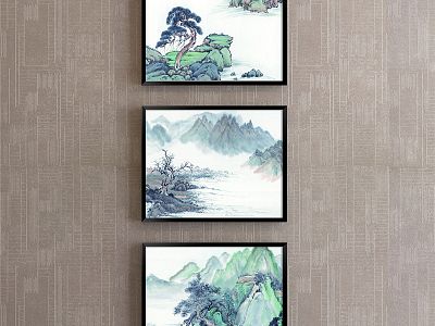 New Chinese Landscape Painting Green Landscape Decoration Painting model