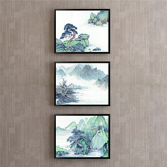 New Chinese Landscape Painting Green Landscape Decoration Painting 3d model