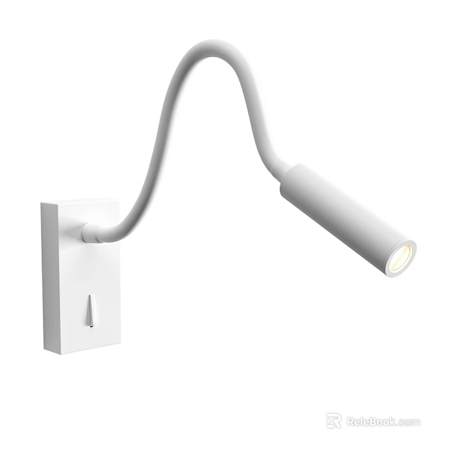 Modern White Wall Lamp With Curved Arm And LED Light For Indoor Use 3d model 