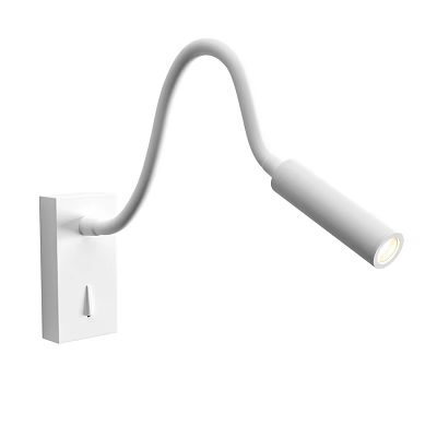 Modern White Wall Lamp With Curved Arm And LED Light For Indoor Use 3d model