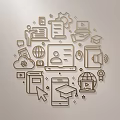 Text metal word number floor word combination word 3d model
