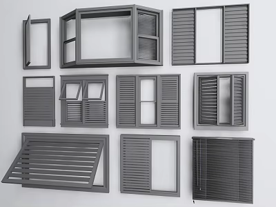 Different Styles And Types Of Window Shutters With Various Structures 3d model