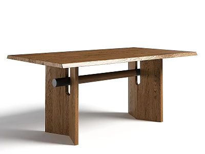 Minimalist Wooden Dining Table With Square Legs And Natural Wood Grain 3d model