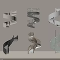 Elegant Modern Spiral Stairs With Glass Railings Metal Frames And Wooden Steps