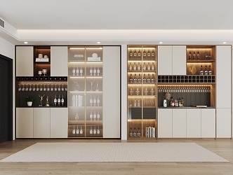 Cream Style Shoe Cabinet Wine Cabinet Integrated Cabinet Combination 3d model