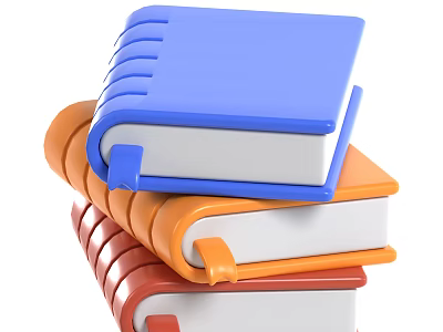 Colorful Stacked Books With Blue Orange Red Covers And Wavy Spine Design 3d model