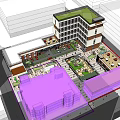 Modern Office Building Simple Multi-storey Office Building Fold Plate Horizontal Line 3d model