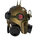 Steampunk Style Gas Mask Helmet With Spikes Rivets And Red Goggle Lenses