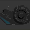 Mechanical Component 3D Model With Gray Teal Cylindrical Structure And Geared Design