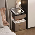Modern Bedroom Side Table With Lamp Tray And Storage Drawers Beside Bed