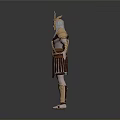 Ancient Warrior 3D Model With Golden Crown Shoulder Armor And Leg Guards