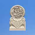 Circular Stone Carving Architectural Element With Intricate Fish Lotus Patterns Scroll Decorations And Pedestal 3d model