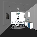 Dental Clinic Interior With White Walls Ceiling Lights Treatment Chair And Cabinets