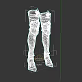 Blue Knee High Boots With Ornate Silver Accents And Detailed Design