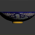 Decorative Ceramic Sink With Colorful Floral Geometric Patterns And Blue Rim