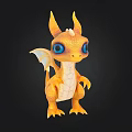Cute Orange Dragon Character With Blue Eyes And Wings In 3D Design