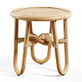 Natural Wooden Coffee Table With Woven Top And Knotted Leg Design