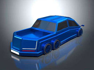 Blue Metallic Pickup Truck With Modern Design And Large Alloy Wheels 3d model