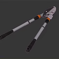 Heavy Duty Long Handled Lopper Hardware Tool with Silver Black Handle and Orange Accents