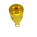 Yellow Conical Object With Orange Holes And Base Stand Structure