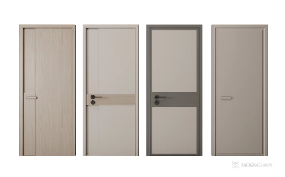 Modern Hinged Doors with Various Styles and Colors for Home Interior 3d model