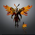 Mythic Phoenix Warrior With Red Gold Feathered Wings And Ornate Armor