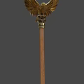 Golden Eagle Themed Scepter Weapon With Spread Wings And Sculpted Column Base 3d model