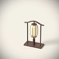 Illuminated Outdoor Lantern With Bamboo Background On Green Grass And Stone