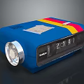 Sangy Blue Electronic Device With Red Yellow Stripes Time Display And Projection Lens