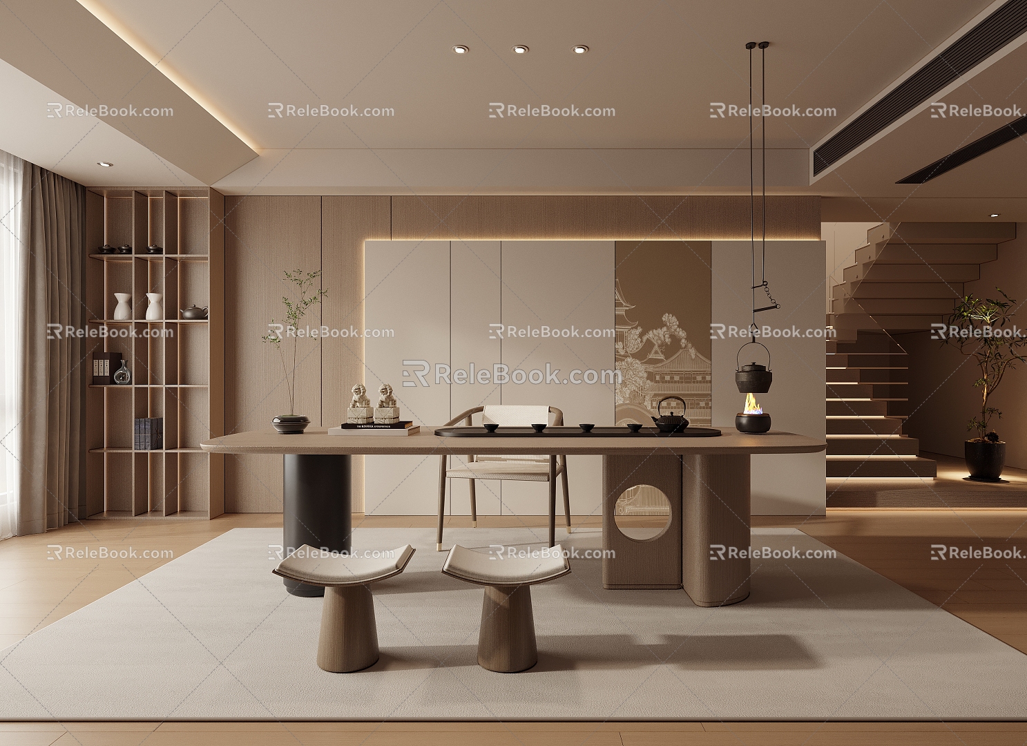 New Chinese Zen Tea Room 3d model