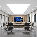 Modern Monitoring Room Interior With Computer Screens And Office Chairs
