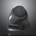 Medieval Knight Helmet Featuring Shiny Silver Metallic Finish and Decorative Side Protrusions