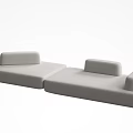 Modern Light Gray Sectional Sofa With Modular Design And Soft Cushioned Back 3d model