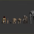 Various Animal Models Including Lion Mammoth And Elephant With Human Figure Scale