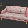 Modern White Fabric Two-Seater Sofa With Rolled Arms Tufted Back And Wooden Legs