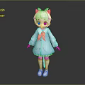 Cute Game And Movie Character With Gray Hair White Bow Blue Coat And White Shoes