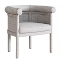 Wooden Rattan Chair With Leather Armrests And Light Padded Seat Design