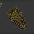 Medieval Fantasy Bronze Shield With Intricate Dragon Carvings And Rivet Edges